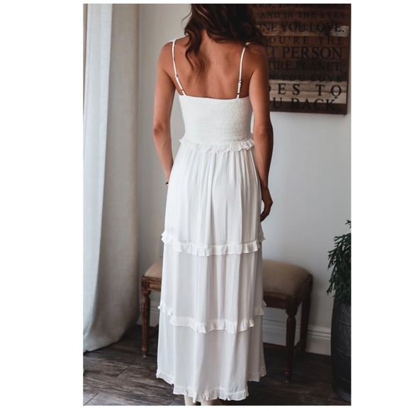 BellanBlue Elegant White Ruffle Maxi Dress - Picture 3 of 4